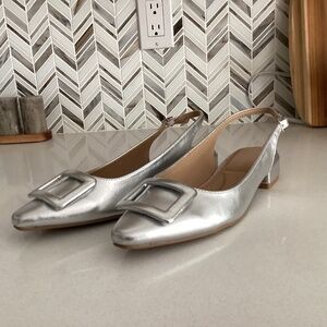 Silver slingbacks